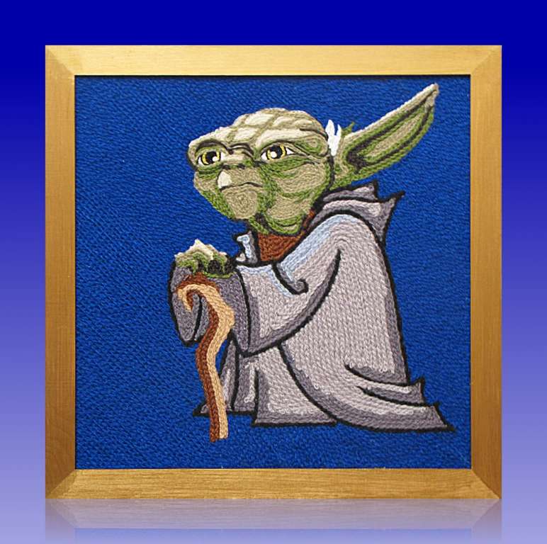 Картина вязанная из пряжи Йода. Звёздные войны