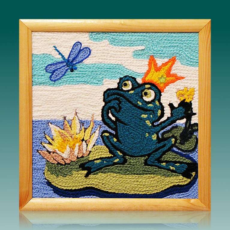 Картина вязанная из пряжи Царевна лягушка