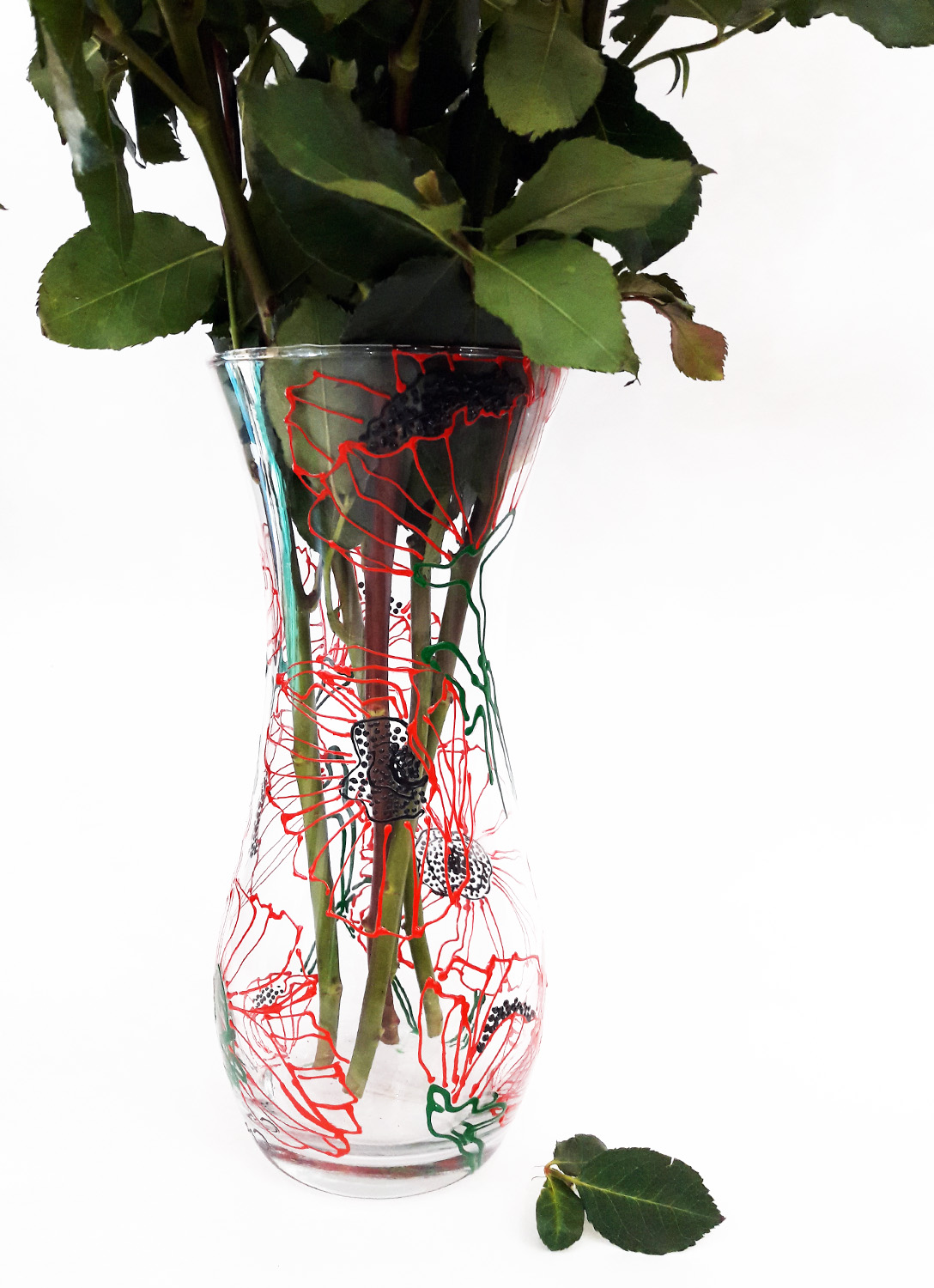 ваза для цветов с росписью Маки 